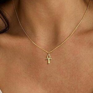 Neiman Marcus 14k Gold Plated Ankh Cross Necklace
